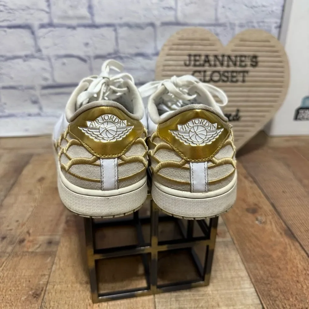 Nike Men’s Air Jordan 1 Centre Court White Gold Sneakers. Men's 11.5 DQ8577-100